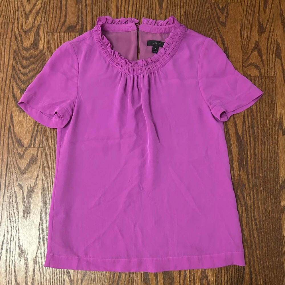 J. Crew Magenta Ruffle Blouse